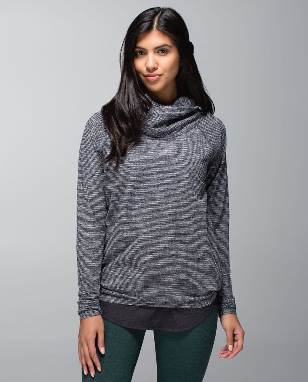 Lululemon Healthy Heart Pullover M/L Coco Pique Black Gray Activewear Top